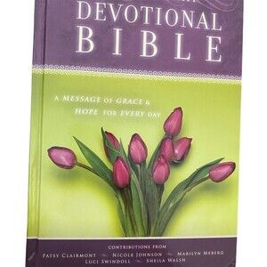 Women of Faith Devotional Bible NKJV Hardcover Grace & Hope Tulip Cover